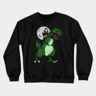 Vampire Riding T-Rex Dinosaur Zombie Halloween Crewneck Sweatshirt